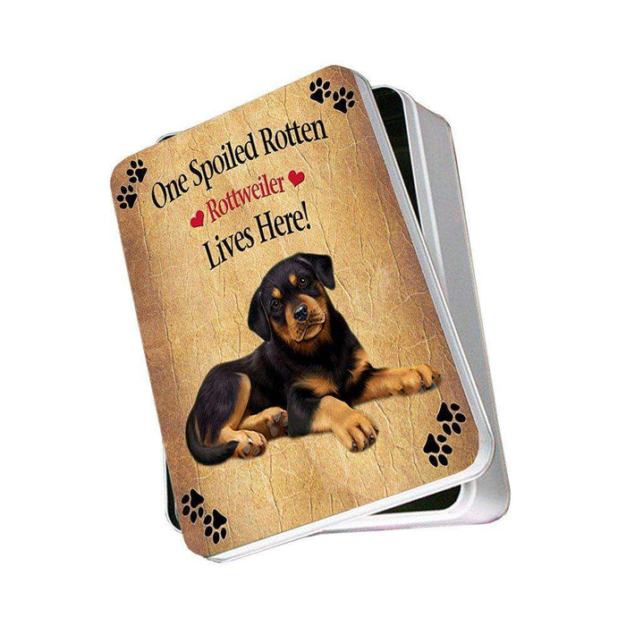 Rottweiler Puppy Spoiled Rotten Dog Photo Storage Tin