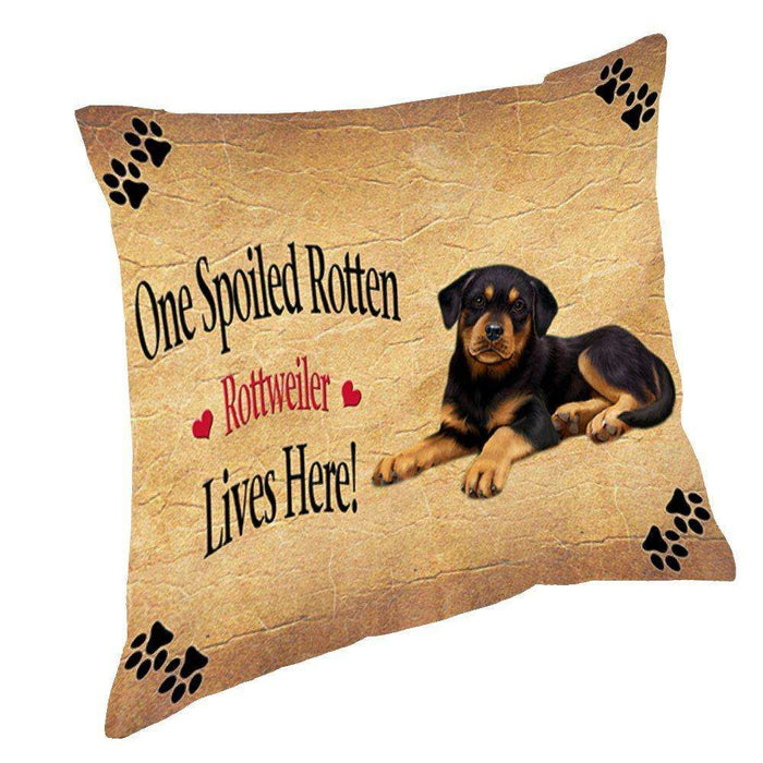 Rottweiler Puppy Spoiled Rotten Dog Throw Pillow
