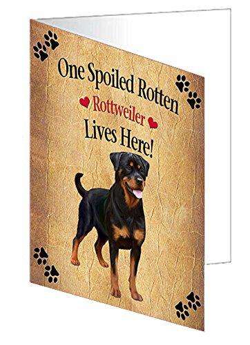 Rottweiler Spoiled Rotten Dog Handmade Artwork Assorted Pets Greeting Cards and Note Cards with Envelopes for All Occasions and Holiday Seasons