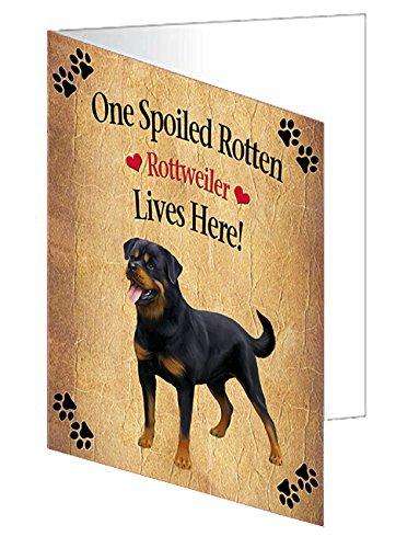 Rottweiler Spoiled Rotten Dog Handmade Artwork Assorted Pets Greeting Cards and Note Cards with Envelopes for All Occasions and Holiday Seasons
