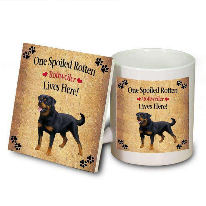 Rottweiler Spoiled Rotten Dog Mug and Coaster Set