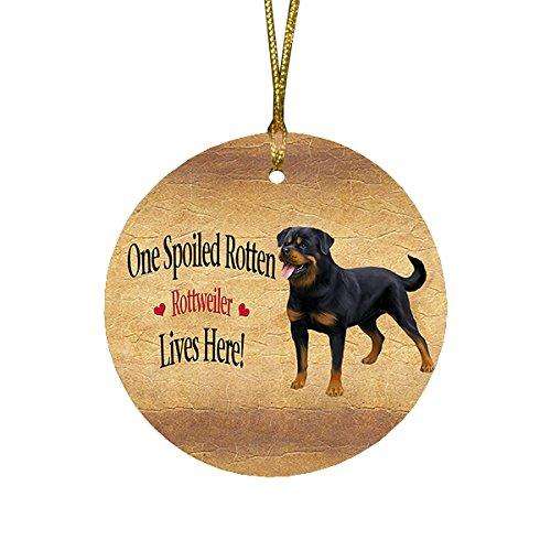 Rottweiler Spoiled Rotten Dog Round Christmas Ornament