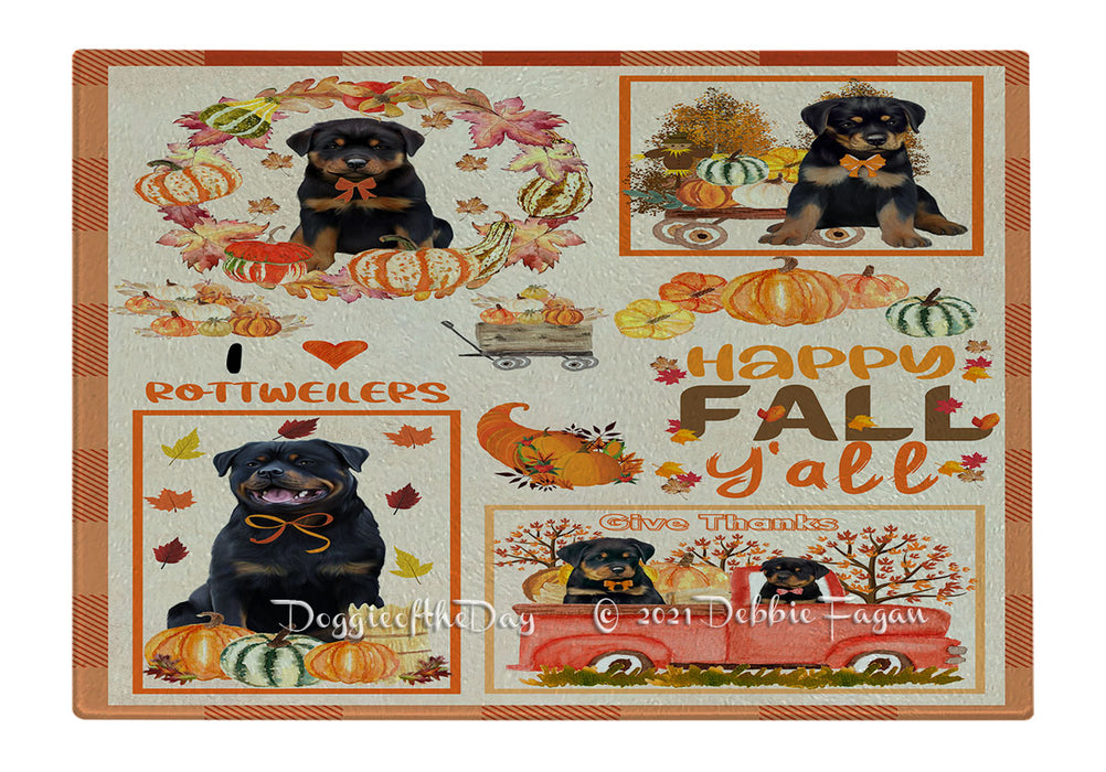 Happy Fall Y'all Pumpkin Rottweiler Dogs Cutting Board - Easy Grip Non-Slip Dishwasher Safe Chopping Board Vegetables C79972