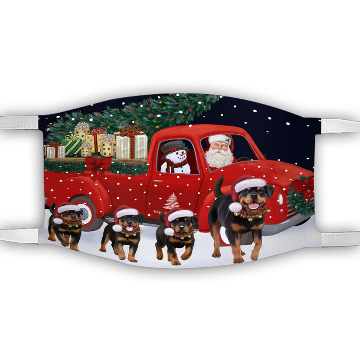 Christmas Express Delivery Red Truck Running Rottweiler Dogs Face Mask FM49892