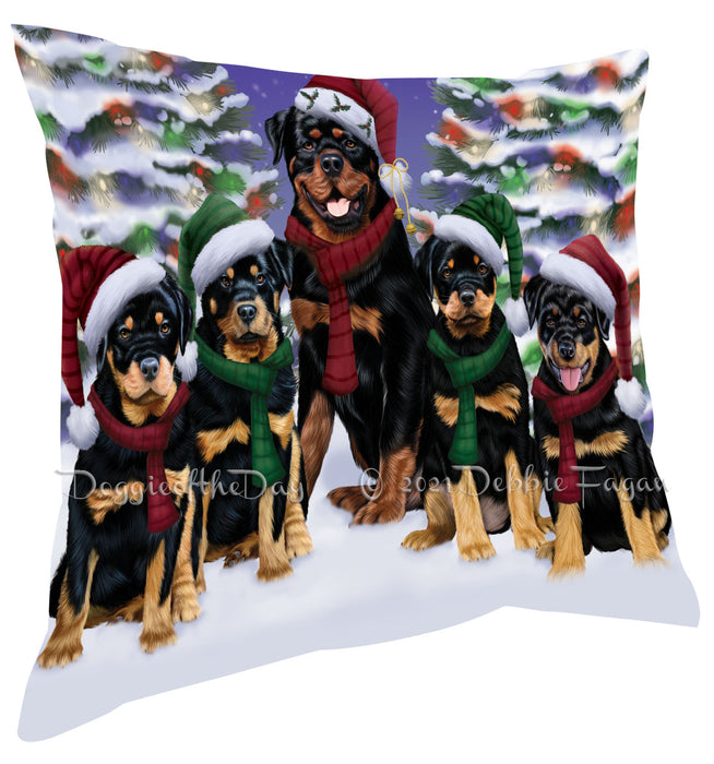 Christmas Family Portrait Rottweiler Dog Pillow with Top Quality High-Resolution Images - Ultra Soft Pet Pillows for Sleeping - Reversible & Comfort - Ideal Gift for Dog Lover - Cushion for Sofa Couch Bed - 100% Polyester