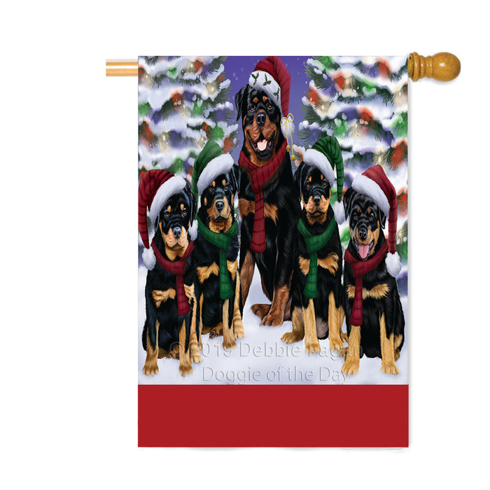 Personalized Christmas Happy Holidays Rottweiler Dogs Family Portraits Custom House Flag FLG-DOTD-A59197