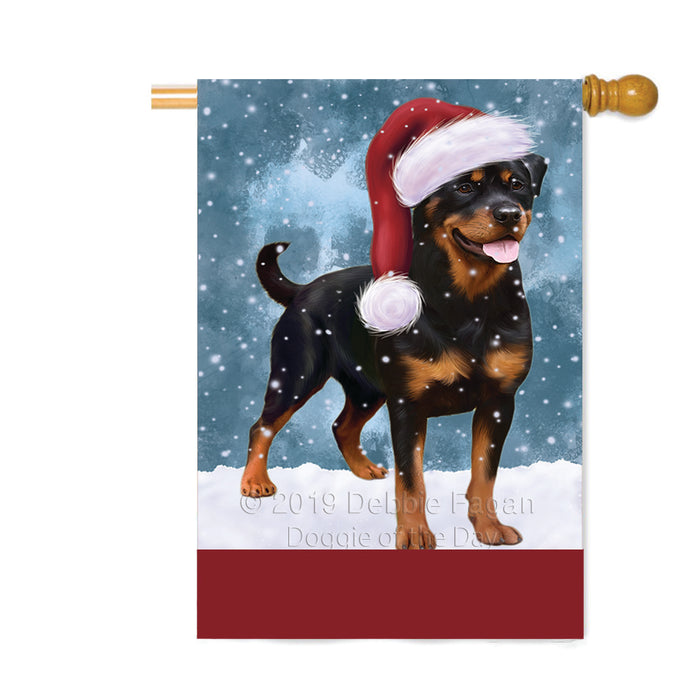 Personalized Let It Snow Happy Holidays Rottweiler Dog Custom House Flag FLG-DOTD-A62482
