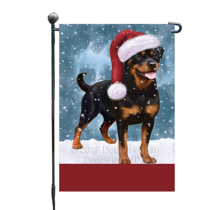 Personalized Let It Snow Happy Holidays Rottweiler Dog Custom Garden Flags GFLG-DOTD-A62426