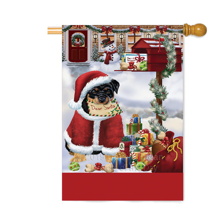 Personalized Happy Holidays Mailbox Rottweiler Dog Christmas Custom House Flag FLG-DOTD-A60020