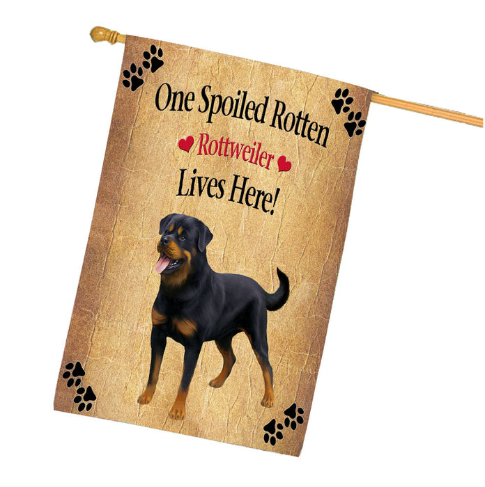 Spoiled Rotten Rottweiler Dog House Flag Outdoor Decorative Double Sided Pet Portrait Weather Resistant Premium Quality Animal Printed Home Decorative Flags 100% Polyester FLG68460