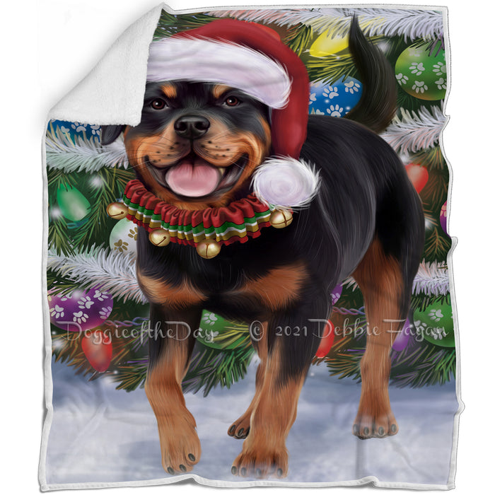 Trotting in the Snow Rottweiler Dog Blanket BLNKT109794