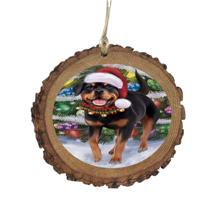 Trotting in the Snow Rottweiler Dog Wooden Christmas Ornament WOR49455