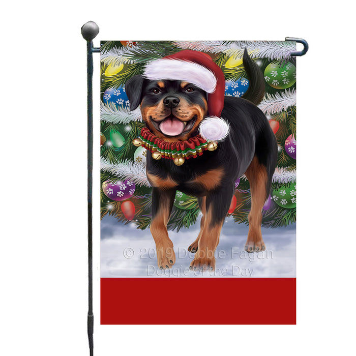 Personalized Trotting in the Snow Rottweiler Dog Custom Garden Flags GFLG-DOTD-A60782