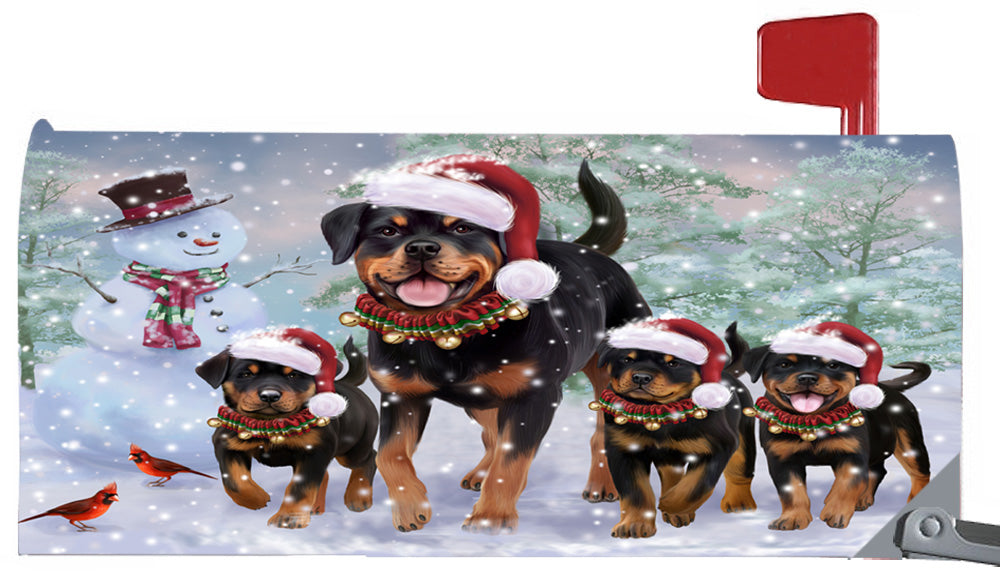 Magnetic Mailbox Cover Christmas Running Family Rottweilers Dogs MBC48274