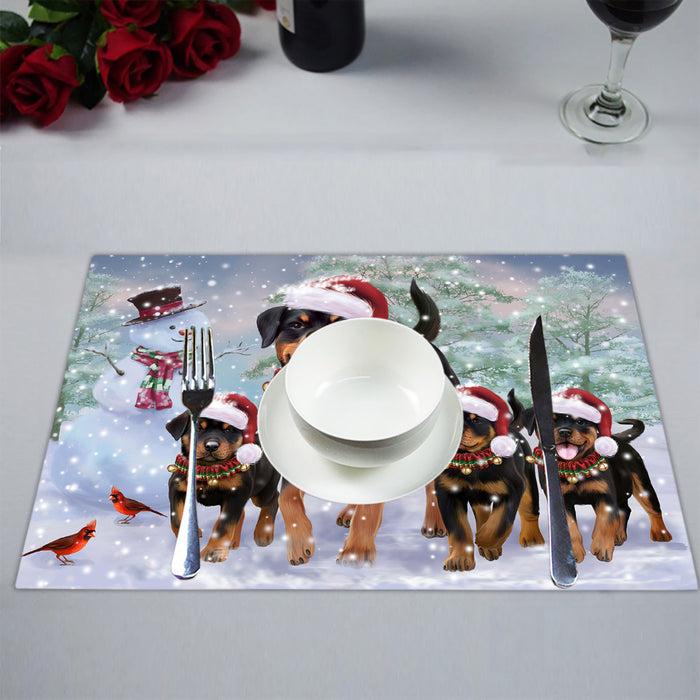 Christmas Running Fammily Rottweiler Dogs Placemat