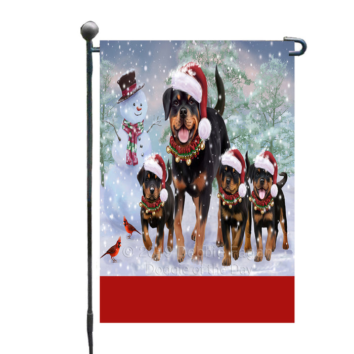 Personalized Christmas Running Family Rottweiler Dogs Custom Garden Flags GFLG-DOTD-A60346