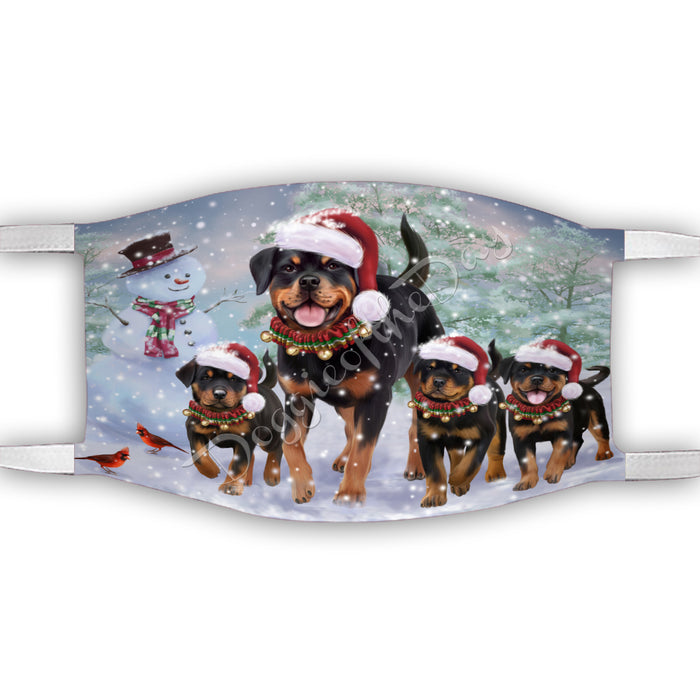 Christmas Running Fammily Rottweiler Dogs Face Mask FM48739