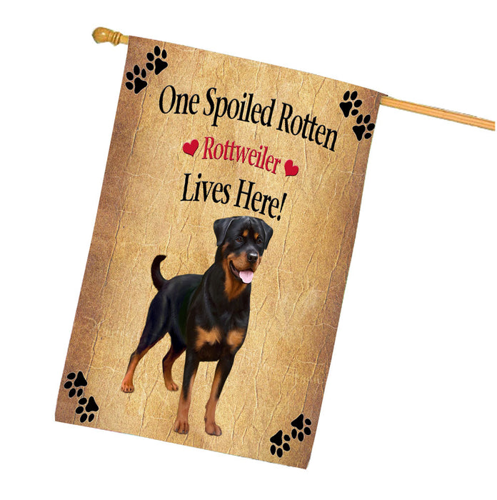 Spoiled Rotten Rottweiler Dog House Flag Outdoor Decorative Double Sided Pet Portrait Weather Resistant Premium Quality Animal Printed Home Decorative Flags 100% Polyester FLG68461