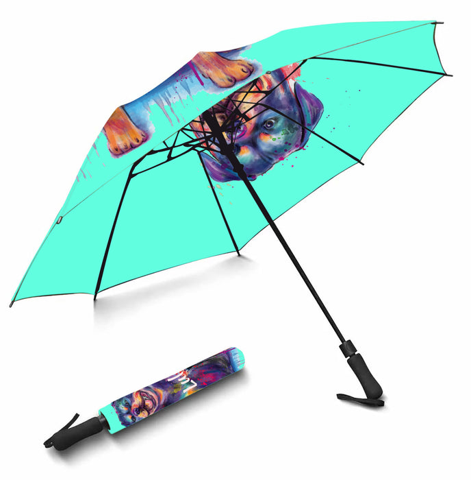 Custom Pet Name Personalized Watercolor Rottweiler DogSemi-Automatic Foldable Umbrella