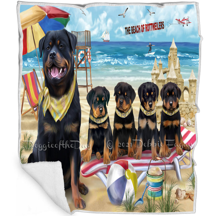 Pet Friendly Beach Rottweiler Dogs Blanket BLNKT142524