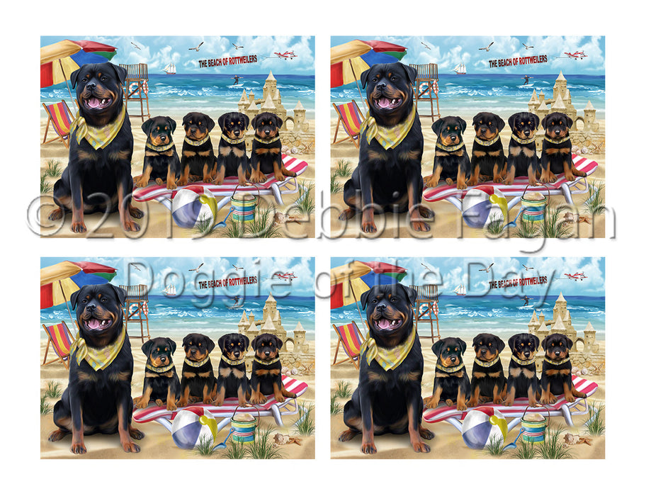 Pet Friendly Beach Rottweiler Dogs Placemat