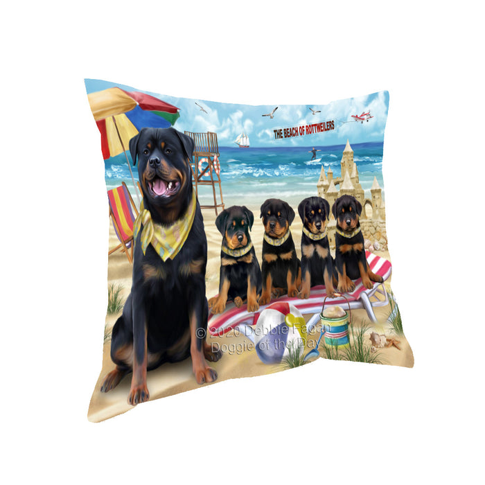 Pet Friendly Beach Rottweiler Dogs Pillow with Top Quality High-Resolution Images - Ultra Soft Pet Pillows for Sleeping - Reversible & Comfort - Ideal Gift for Dog Lover - Cushion for Sofa Couch Bed - 100% Polyester
