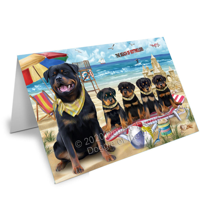 Pet Friendly Beach Rottweiler Dogs Handmade Artwork Assorted Pets Greeting Cards and Note Cards with Envelopes for All Occasions and Holiday Seasons