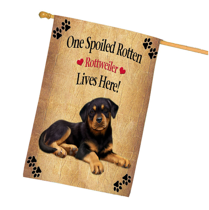 Spoiled Rotten Rottweiler Dog House Flag Outdoor Decorative Double Sided Pet Portrait Weather Resistant Premium Quality Animal Printed Home Decorative Flags 100% Polyester FLG68462