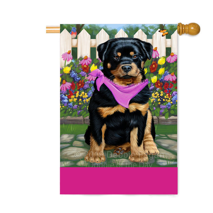 Personalized Spring Floral Rottweiler Dog Custom House Flag FLG-DOTD-A63021