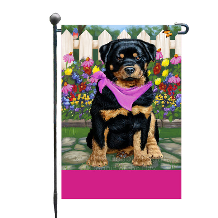Personalized Spring Floral Rottweiler Dog Custom Garden Flags GFLG-DOTD-A62965
