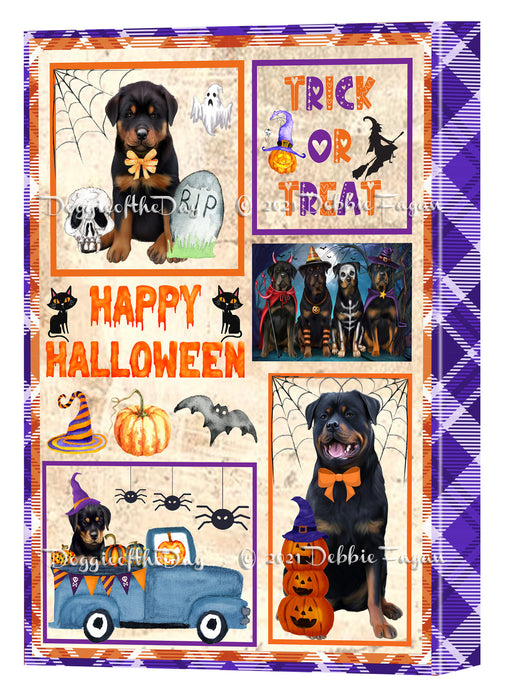 Happy Halloween Trick or Treat Rottweiler Dogs Canvas Wall Art Decor - Premium Quality Canvas Wall Art for Living Room Bedroom Home Office Decor Ready to Hang CVS150776