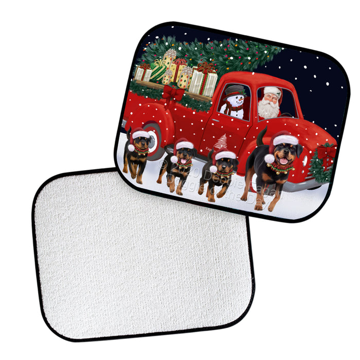 Christmas Express Delivery Red Truck Running Rottweiler Dogs Polyester Anti-Slip Vehicle Carpet Car Floor Mats  CFM49549