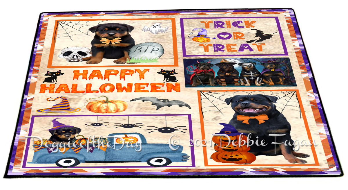 Happy Halloween Trick or Treat Rottweiler Dogs Indoor/Outdoor Welcome Floormat - Premium Quality Washable Anti-Slip Doormat Rug FLMS58183