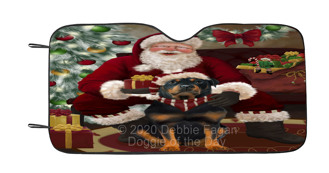 Santa's Christmas Surprise Rottweiler Dog Car Sun Shade Cover Curtain