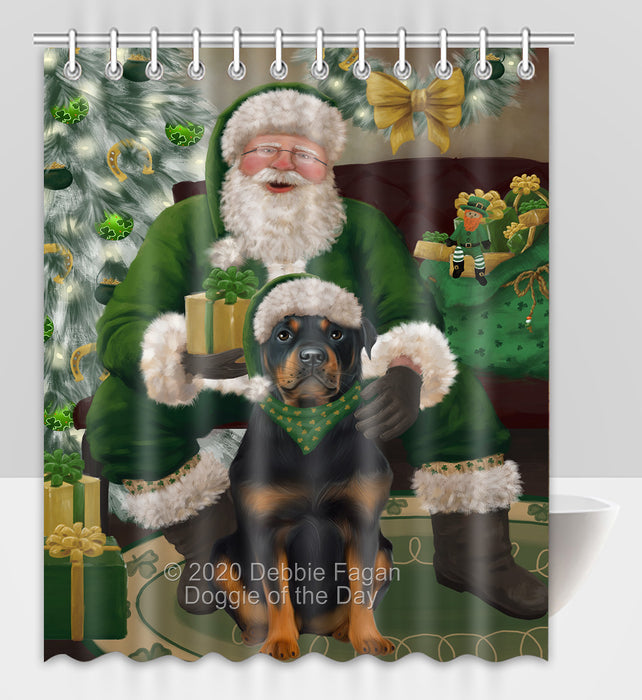 Christmas Irish Santa with Gift and Rottweiler Dog Shower Curtain Bathroom Accessories Decor Bath Tub Screens SC170