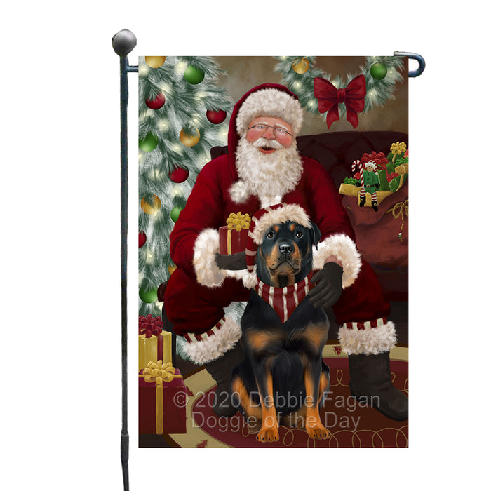 Santa's Christmas Surprise Rottweiler Dog Garden Flag GFLG66775