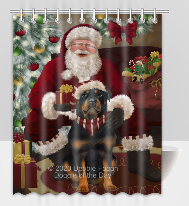 Santa's Christmas Surprise Rottweiler Dog Shower Curtain Bathroom Accessories Decor Bath Tub Screens SC269