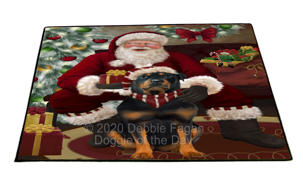 Santa's Christmas Surprise Rottweiler Dog Indoor/Outdoor Welcome Floormat - Premium Quality Washable Anti-Slip Doormat Rug FLMS57550