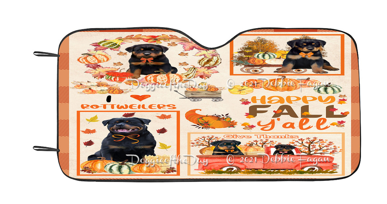 Happy Fall Y'all Pumpkin Rottweiler Dogs Car Sun Shade Cover Curtain