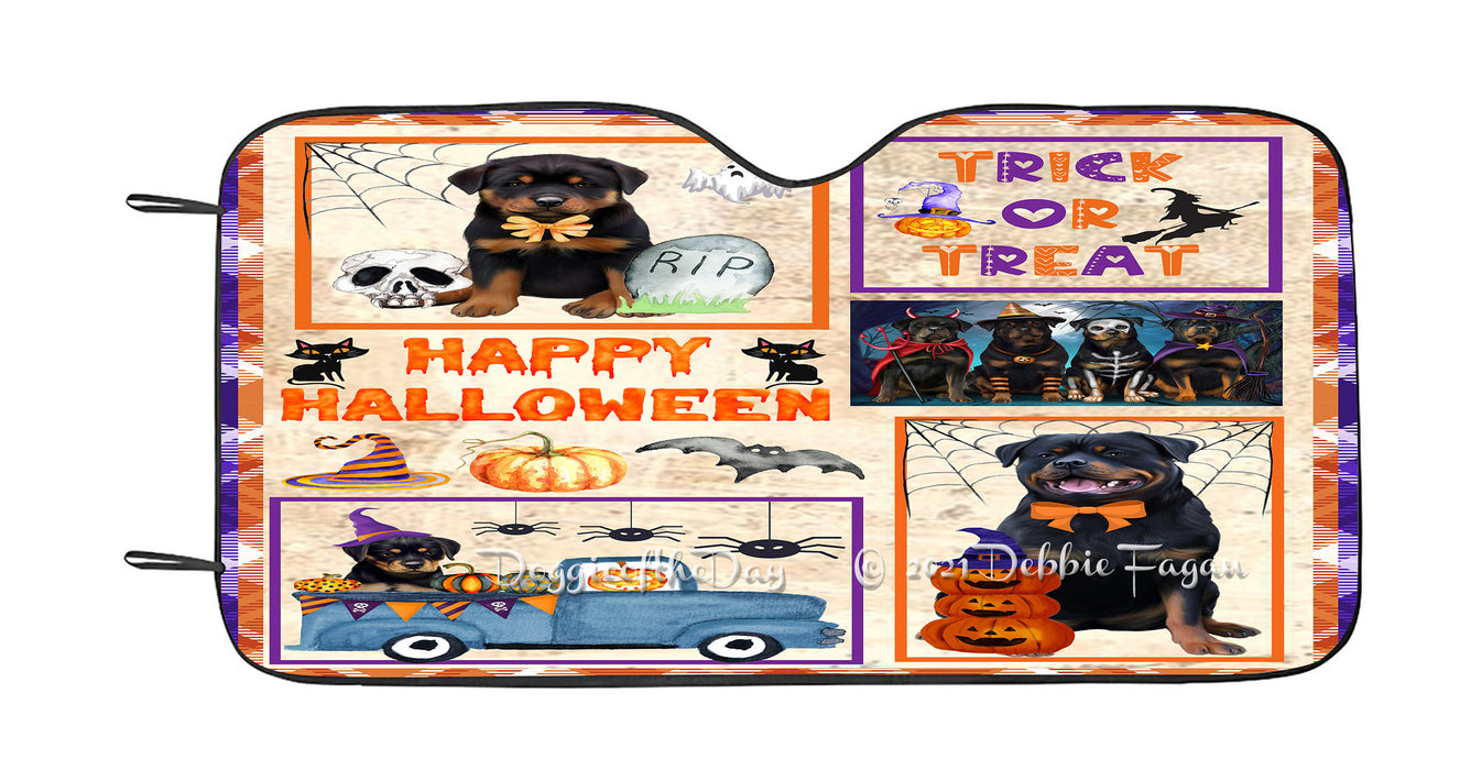 Happy Halloween Trick or Treat Rottweiler Dogs Car Sun Shade Cover Curtain