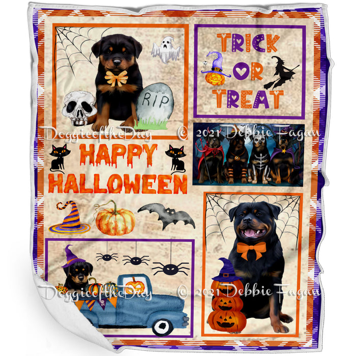 Happy Halloween Trick or Treat Rottweiler Dogs Blanket BLNKT143777