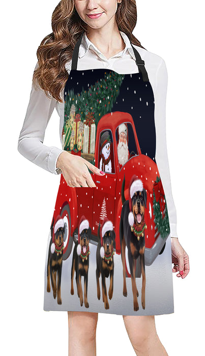 Christmas Express Delivery Red Truck Running Rottweiler Dogs Apron Apron-48149