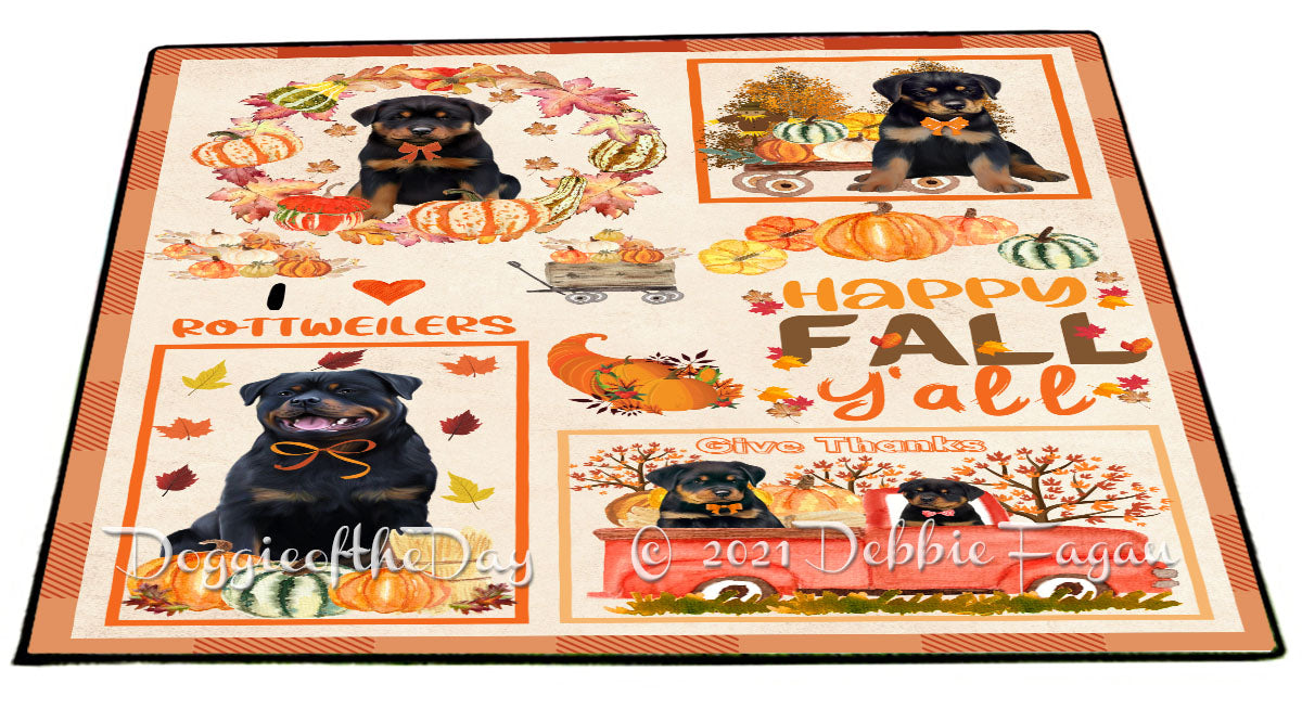 Happy Fall Y'all Pumpkin Rottweiler Dogs Indoor/Outdoor Welcome Floormat - Premium Quality Washable Anti-Slip Doormat Rug FLMS58723
