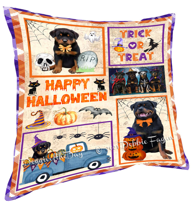 Happy Halloween Trick or Treat Rottweiler Dogs Pillow with Top Quality High-Resolution Images - Ultra Soft Pet Pillows for Sleeping - Reversible & Comfort - Ideal Gift for Dog Lover - Cushion for Sofa Couch Bed - 100% Polyester