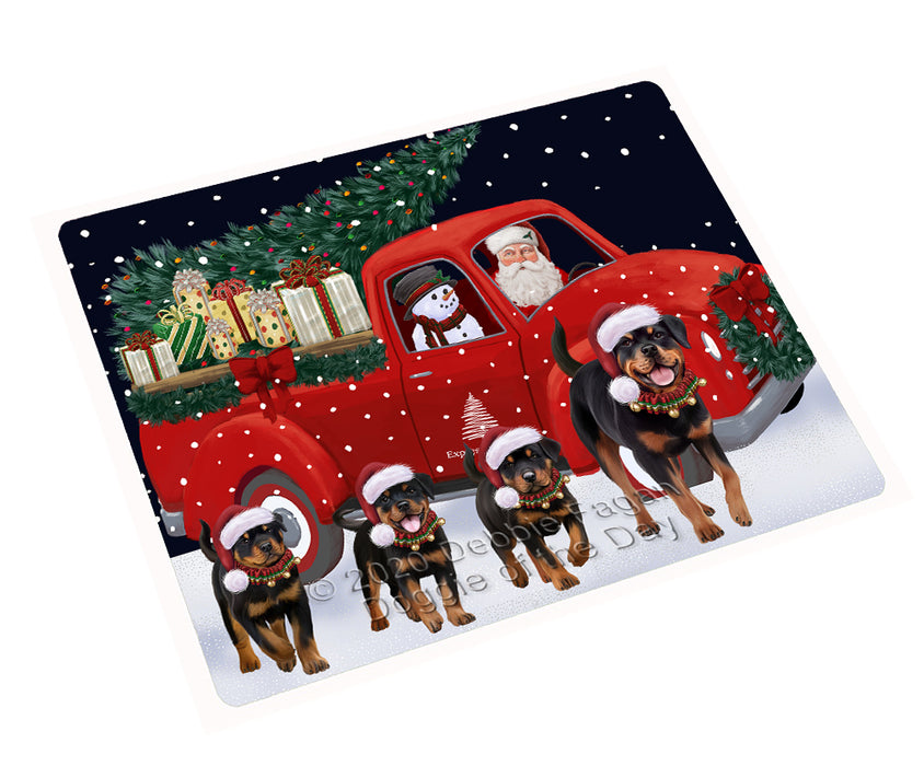 Christmas Express Delivery Red Truck Running Rottweiler Dogs Cutting Board - Easy Grip Non-Slip Dishwasher Safe Chopping Board Vegetables C77872