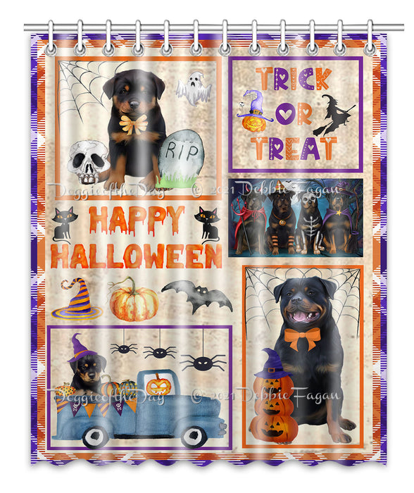 Happy Halloween Trick or Treat Rottweiler Dogs Shower Curtain Bathroom Accessories Decor Bath Tub Screens