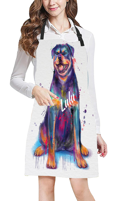 Custom Pet Name Personalized Watercolor Rottweiler Dog Apron