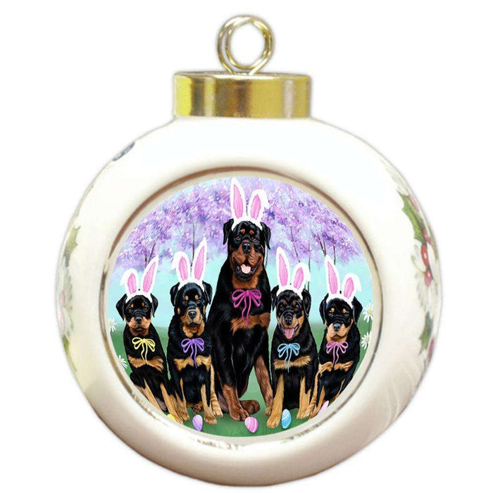 Rottweilers Dog Easter Holiday Round Ball Christmas Ornament RBPOR49237
