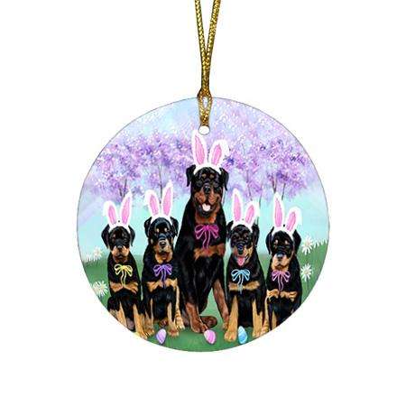 Rottweilers Dog Easter Holiday Round Flat Christmas Ornament RFPOR49228