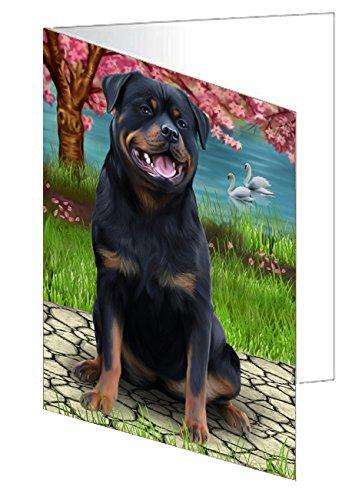 Rottweilers Dog Handmade Artwork Assorted Pets Greeting Cards and Note Cards with Envelopes for All Occasions and Holiday Seasons D315